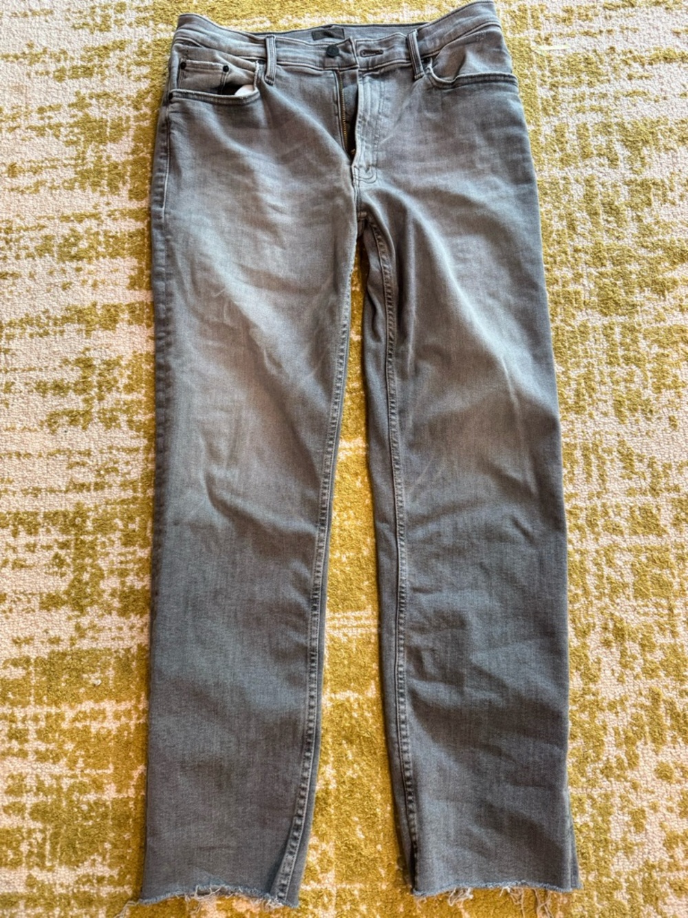 MOTHER Mid Rise Rider Skimp Jeans - Light Gray
